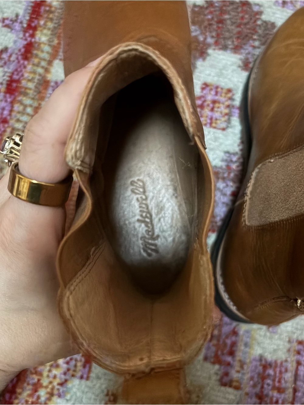 Madewell Cognac Brown Leather Chelsea Rain Boots